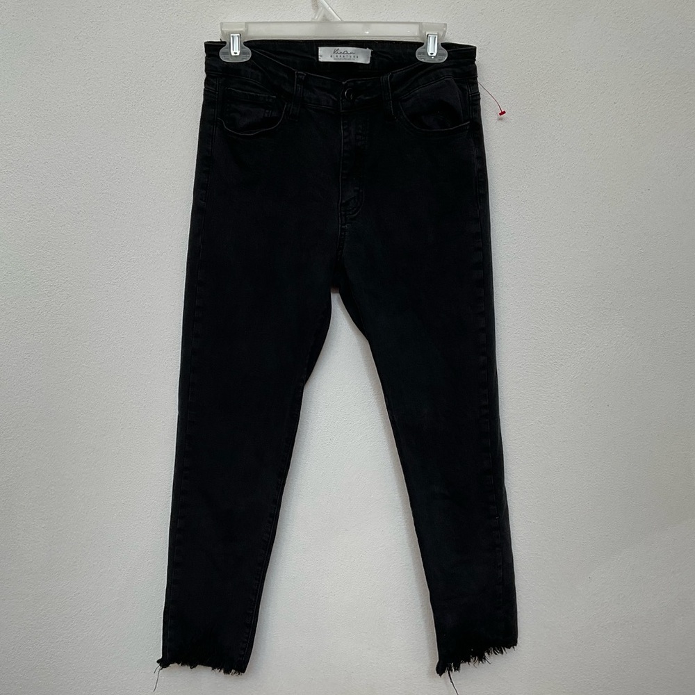 Kancan Black High Rise Skinny Ankle Length Raw Hem Jeans Size 28 Basic Neutral